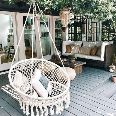 521105831, crochet hanging macrame rope chair in white 