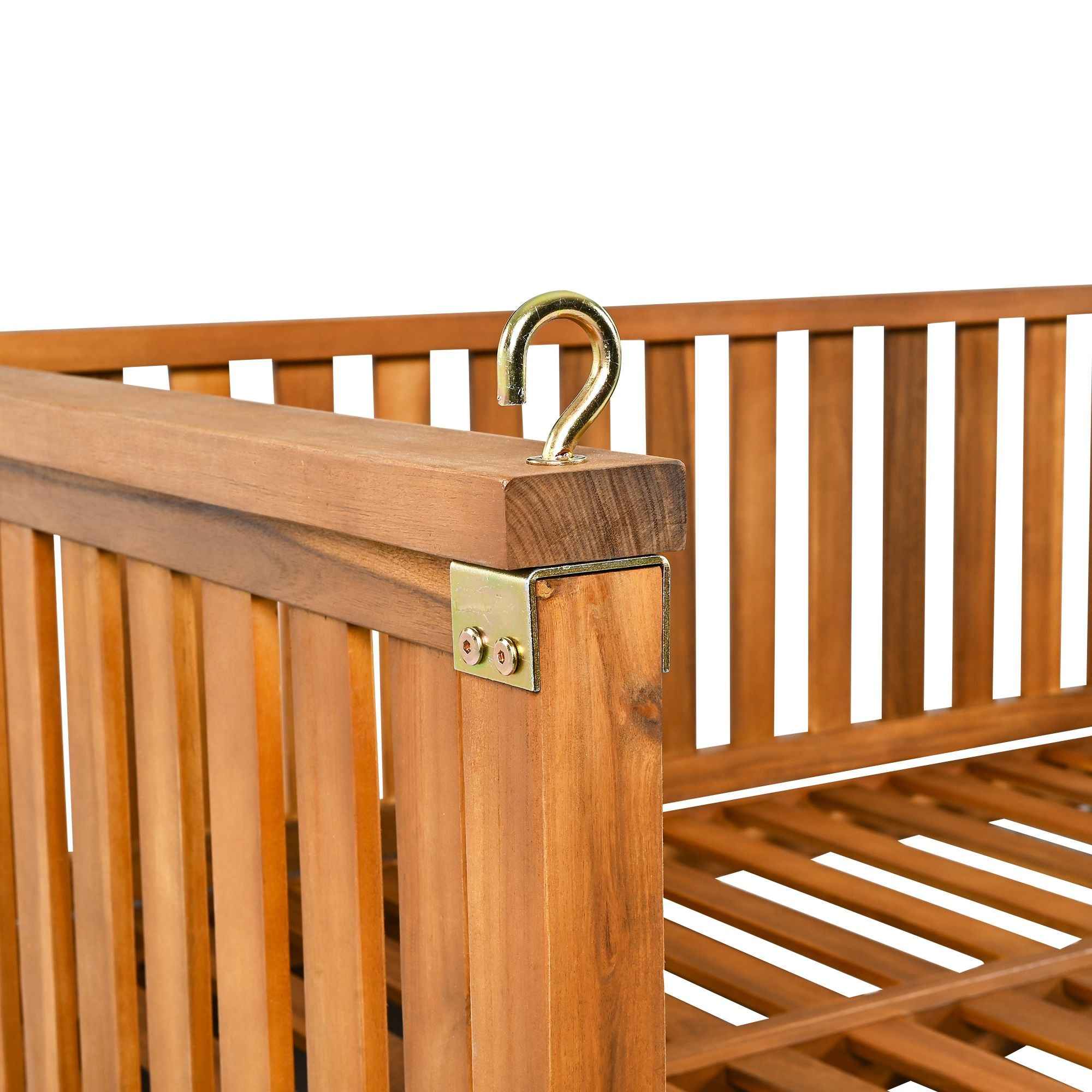 Modern Hanging Outdoor Daybed Swing – Solid Acacia Wood Porch Swing Bed for Patio, Backyard & Relaxation